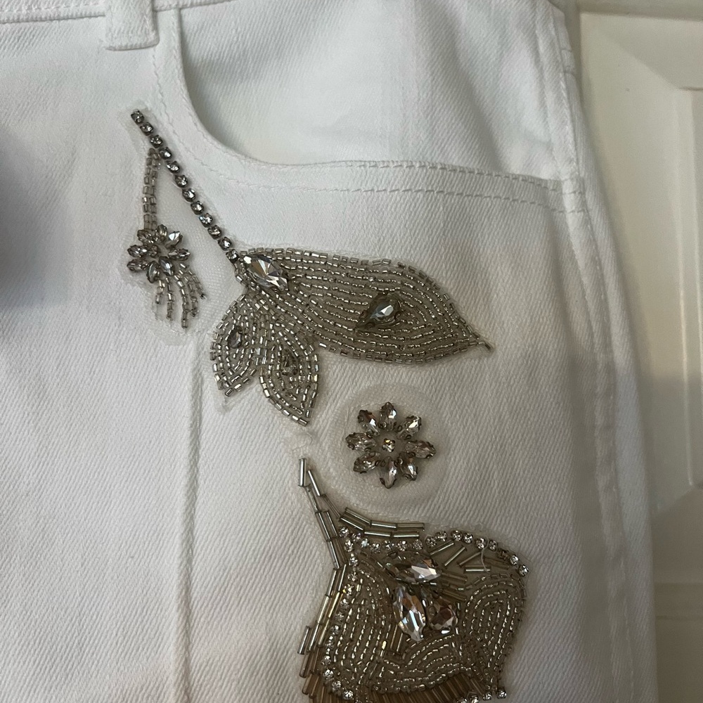 cinq a sept White Embellished Women’s Jeans - Picture 3 of 9